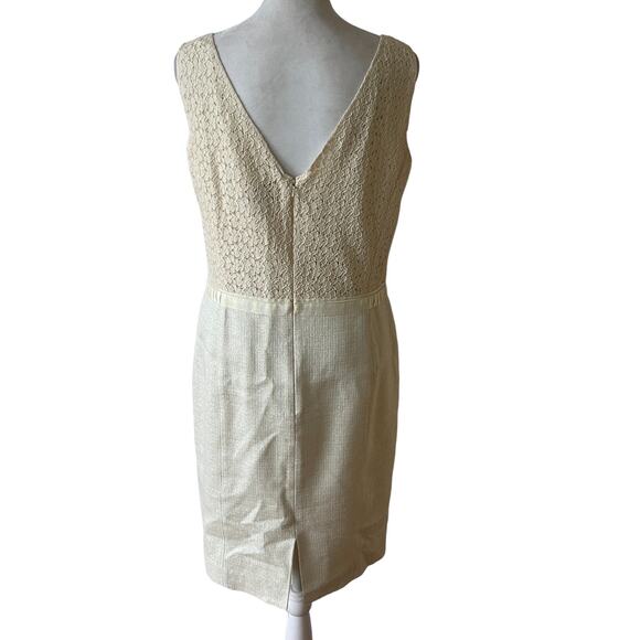 W by Worth Off-White Sleeveless Sheath Dress Floral Lace Overlay Womens Size 8 - Picture 6 of 6